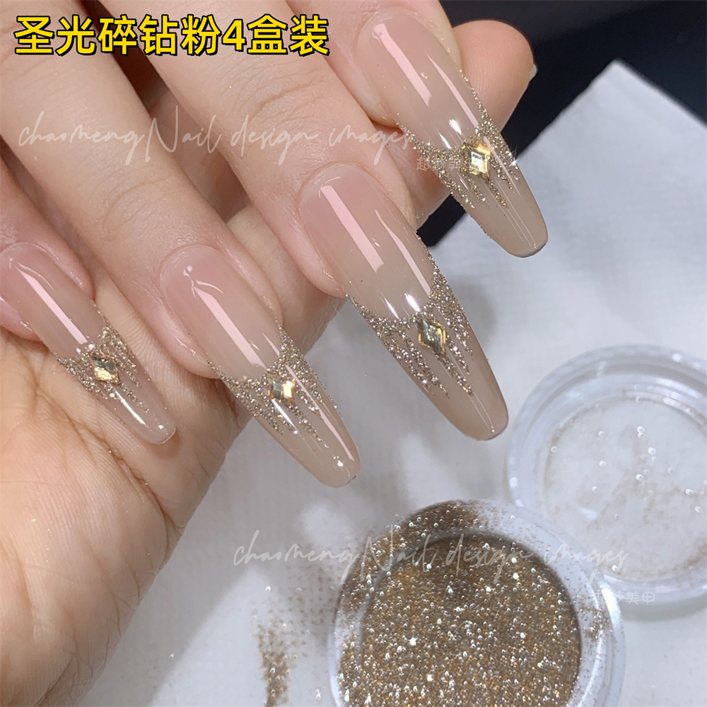 4盒装圣光碎钻粉 美甲店专用蹦迪粉反光粉穿戴甲款式指甲跳色饰品