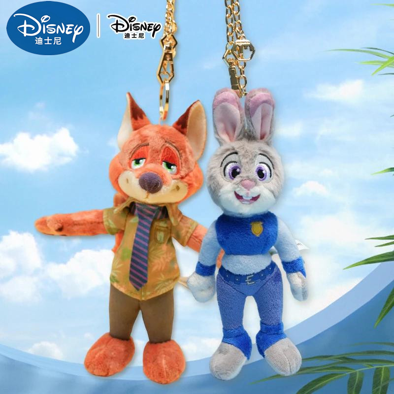 迪士尼正版疯狂动物城尼克警官朱迪挂件毛绒公仔玩偶情侣书包挂饰