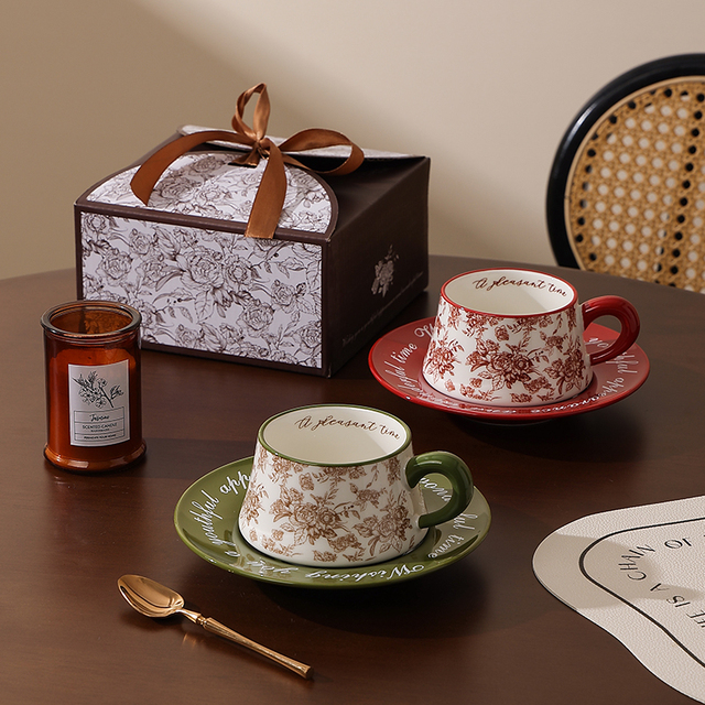 法式陶瓷咖啡杯高档精致好看的杯子伴手礼物高颜值下午茶杯碟时尚