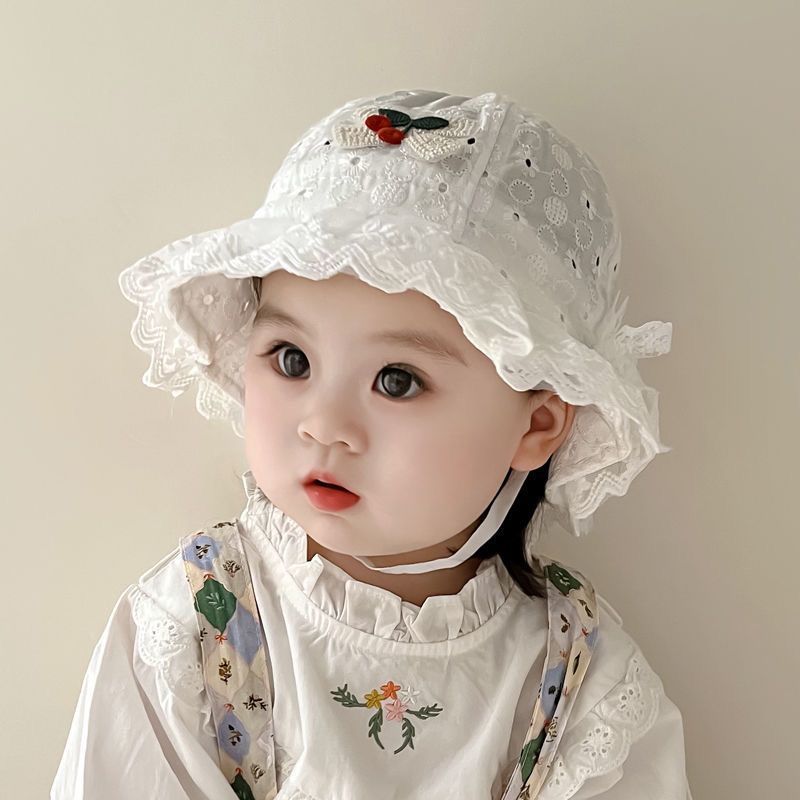 婴儿帽子春夏季薄款女宝宝遮阳帽公主夏季防晒渔夫帽小月龄太阳帽