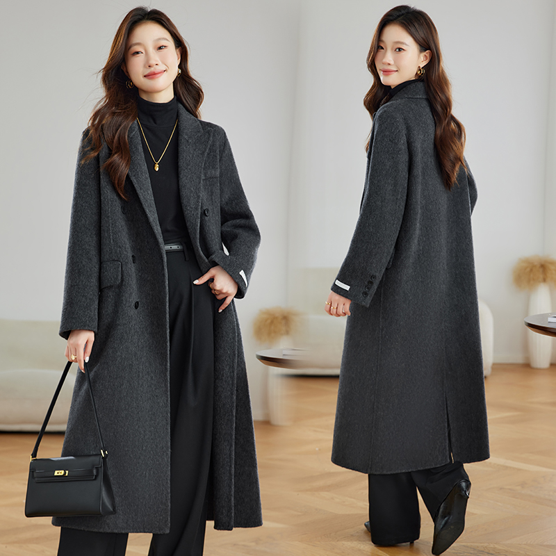高级感双面羊毛翻领大衣女2025秋冬新款时尚气质百搭长款毛呢外套
