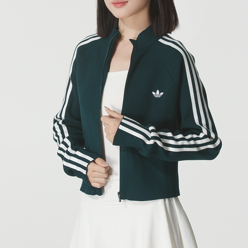 【流光风】阿迪达斯三叶草外套女秋季新款运动服立领修身夹克JY2599