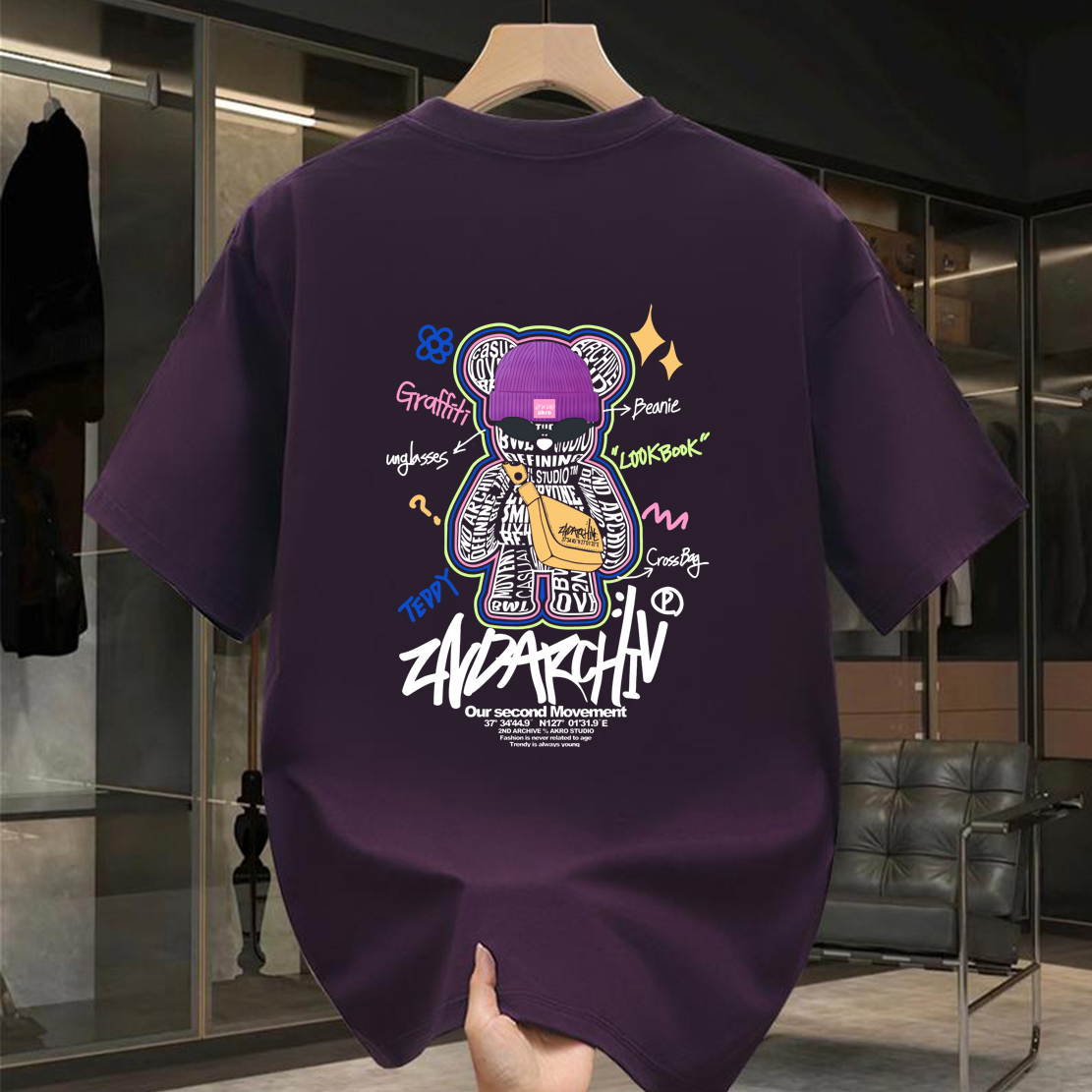 oversize重磅潮牌印花休闲短袖t恤男士百搭宽松夏季穿搭纯棉上衣