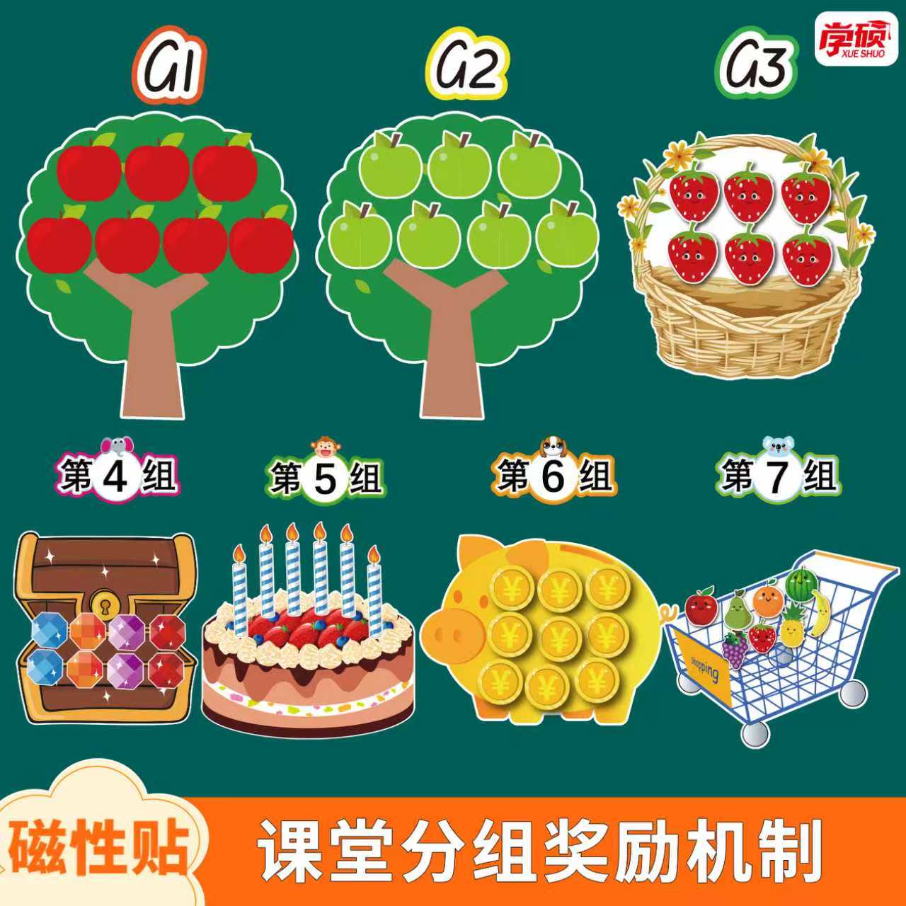 英语课堂奖励机制磁性黑板贴小学生幼儿园公开课比竞赛教具磁力贴