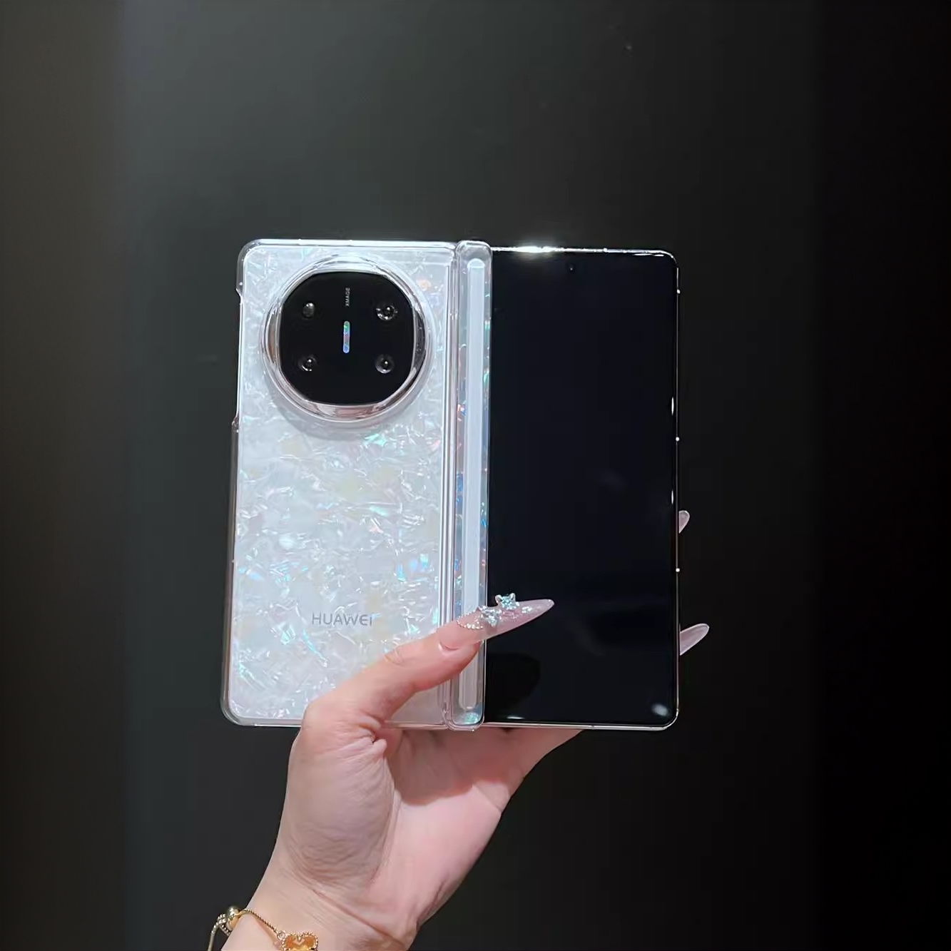 适用于华为matex6手机壳新款贝壳纹matex5中轴全包高级感女款防摔