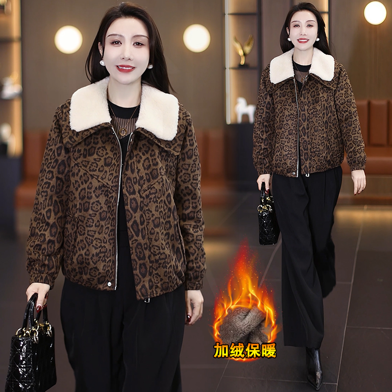 加绒加厚PU皮绒短外套女冬季新款小个子洋气显瘦保暖翻领夹克上衣