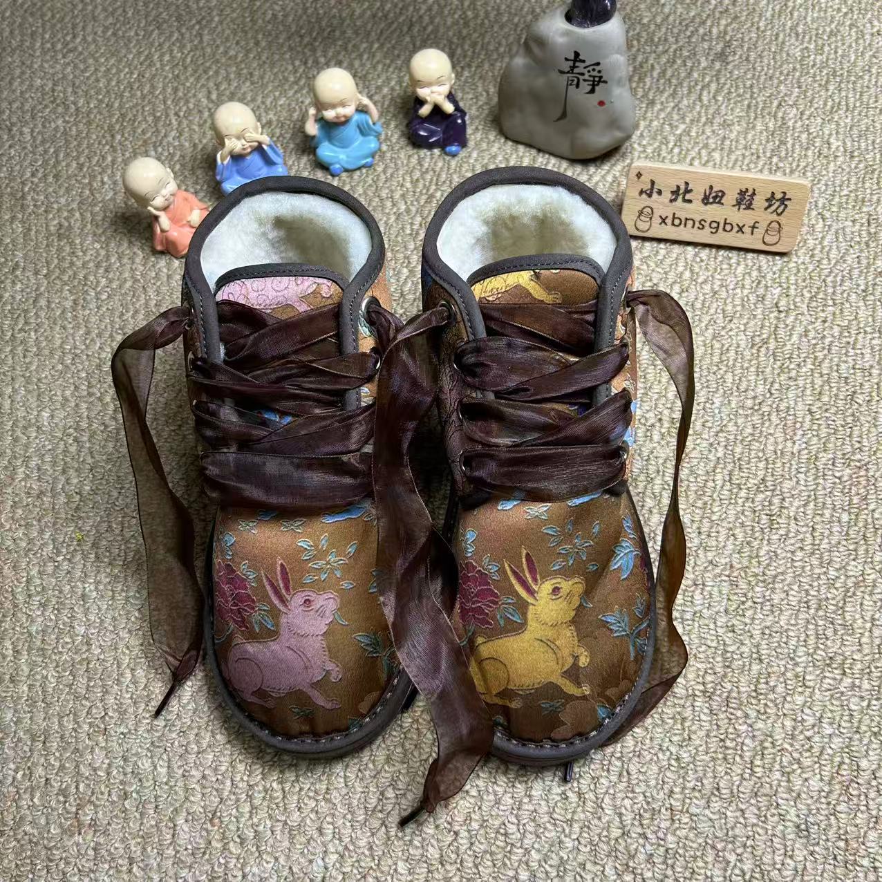 小北妞冬季新款瑶兔羊羔绒加厚千层底透气软底女棉花鞋冬季棉鞋