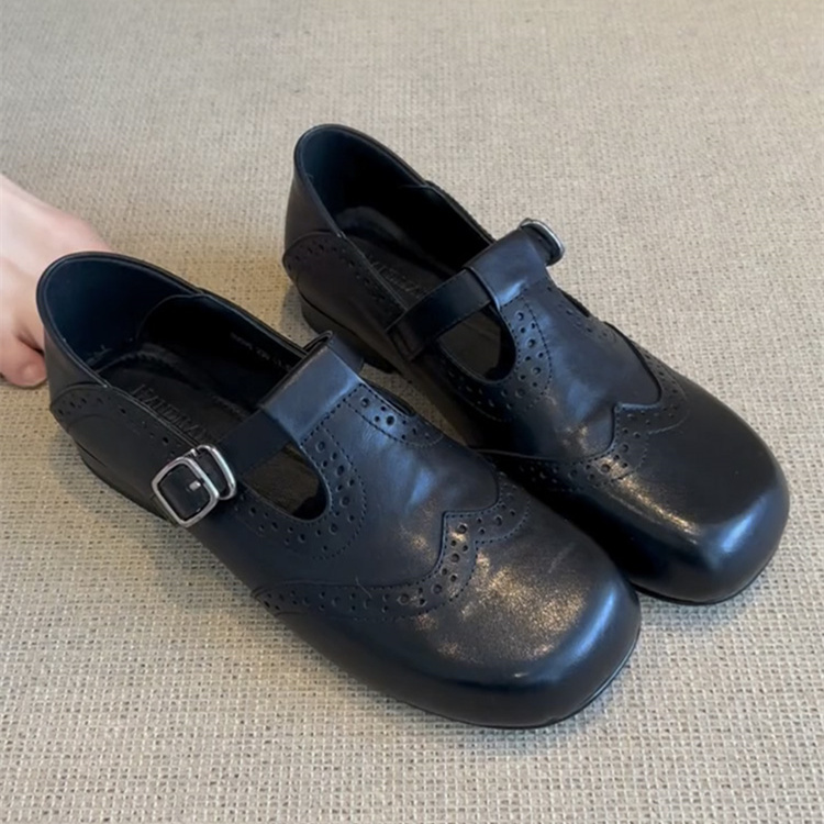 自留版~玛丽珍鞋圆头百搭英伦风小皮鞋文艺复古布洛克平底单鞋女
