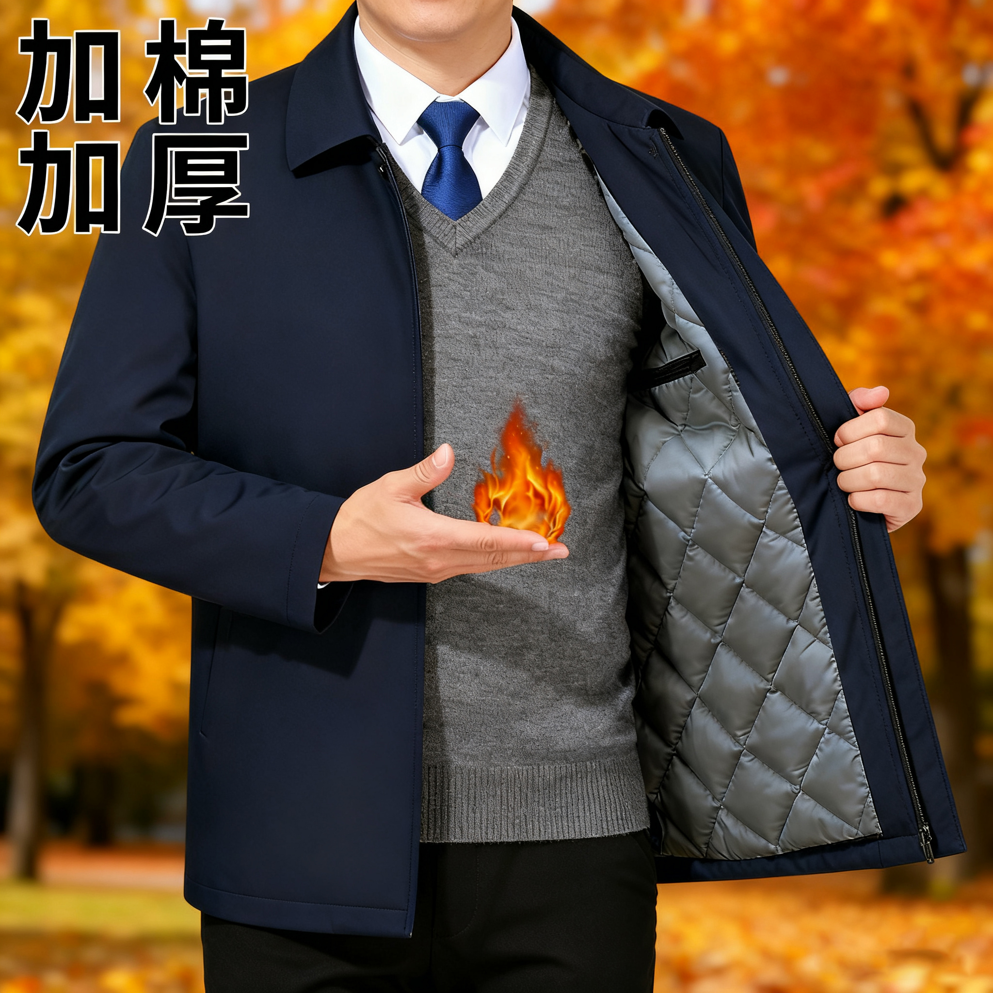 中老年上装爸爸加厚男中老年棉服外套男士加绒冬装JK832Q