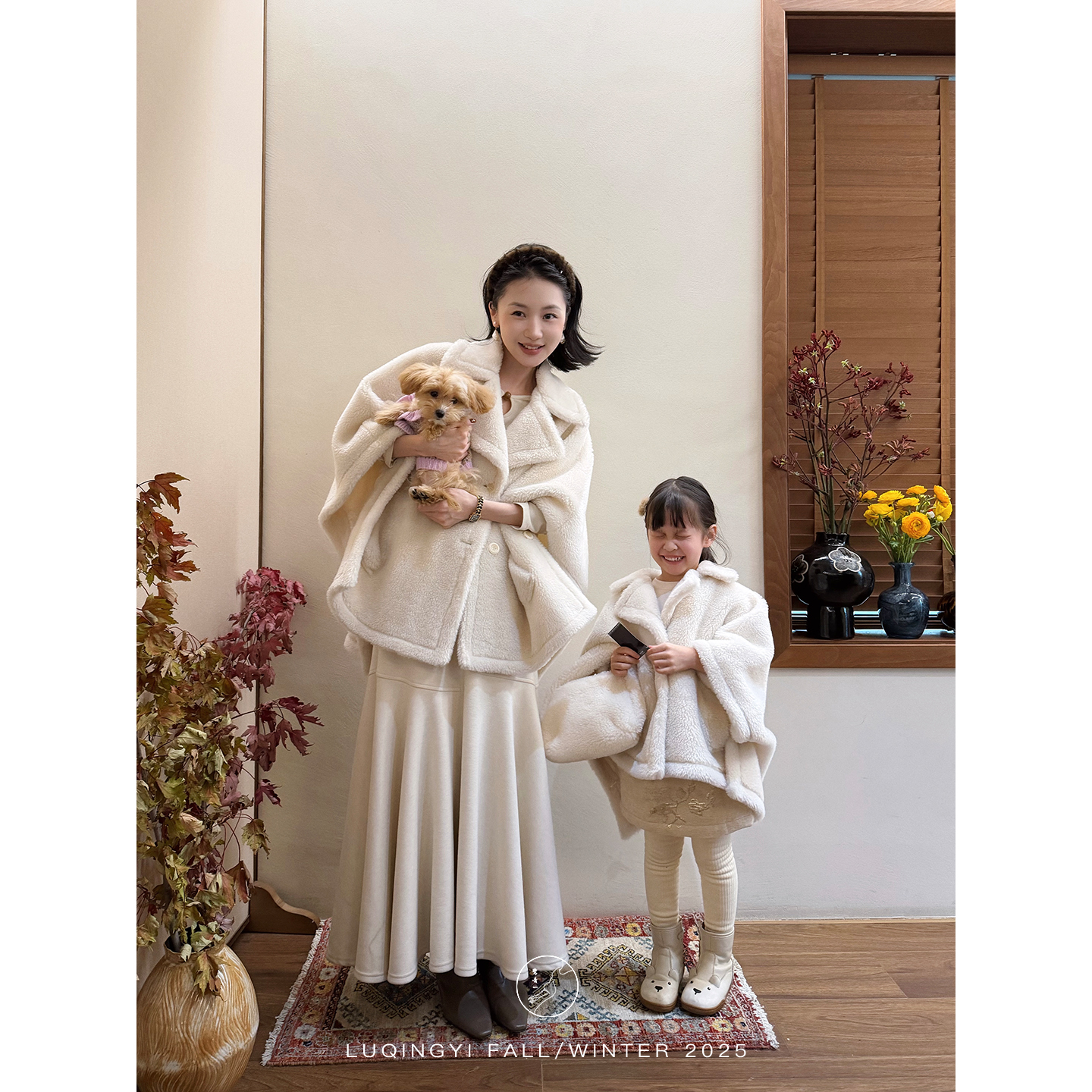 鹭青一原创【雪芙】复古颗粒绵羊毛大翻领斗篷式外套L25P7633B