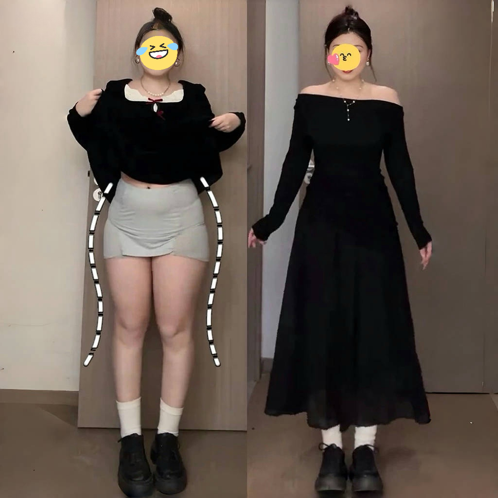 大码法式针织连衣裙女秋季胖MM梨型身材收腰显瘦拼接网纱黑色裙子