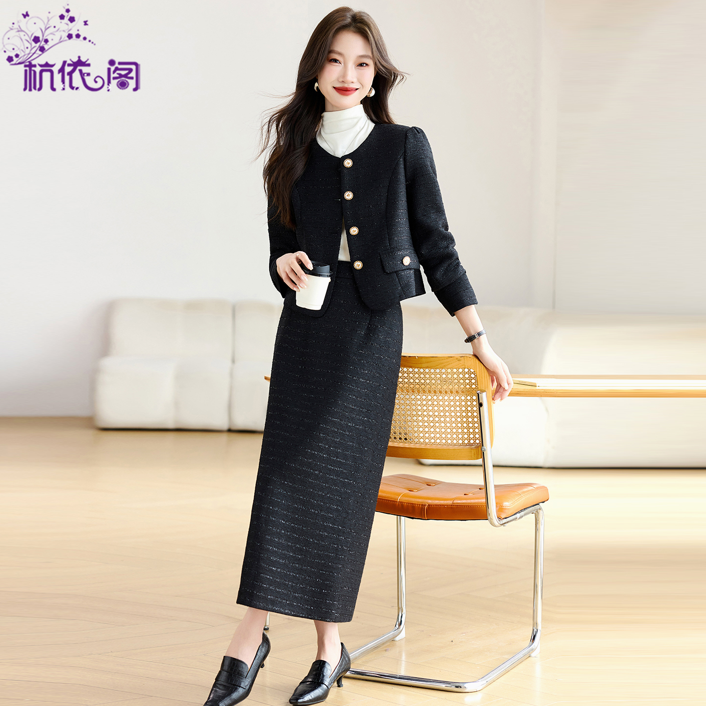 小香风套装裙女2025新款秋冬高级感名媛气质洋气外套半身裙两件套