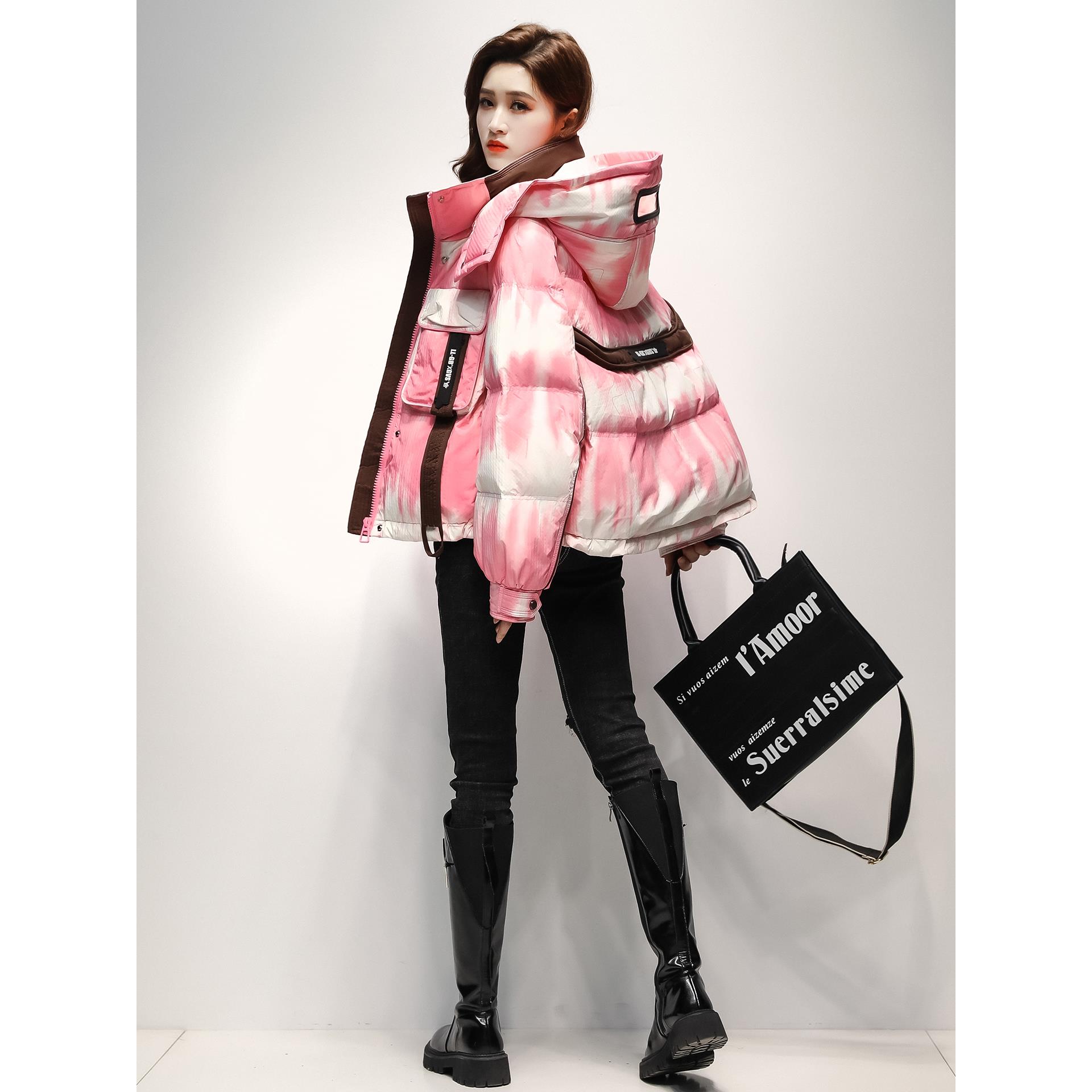 潮牌工装羽绒服女短款2025冬季装新款小个子超好看加厚派克服外套