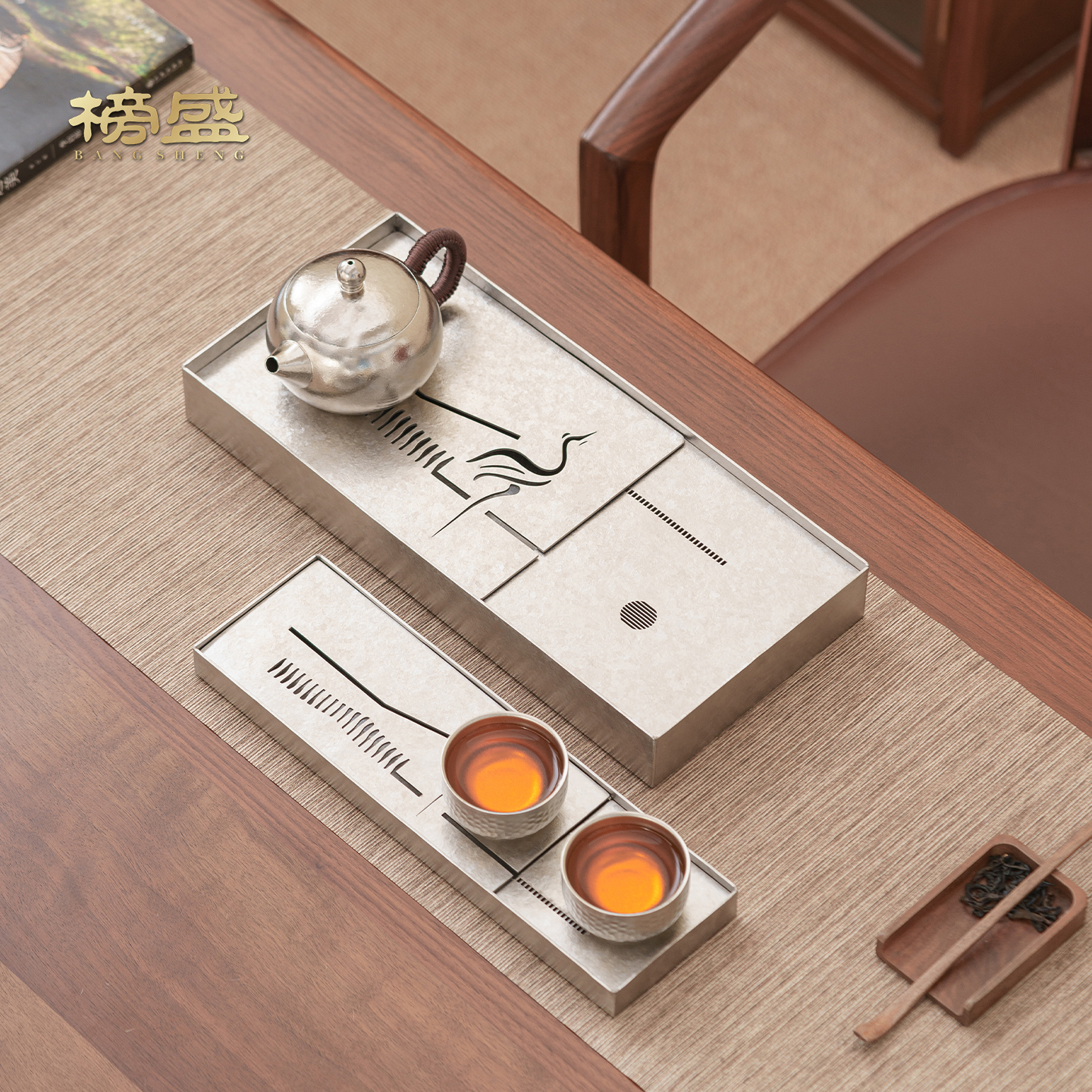 纯钛白鹭茶盘家用2025新款简约干泡台茶台茶海功夫茶具茶道零配