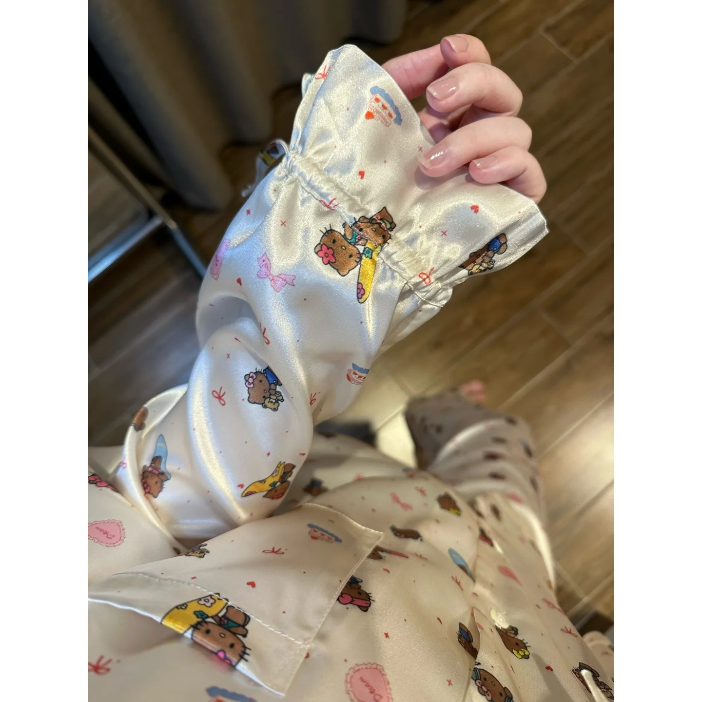 夏威夷黑皮kitty猫冰丝睡衣女春秋2025新款长袖长裤套装家居服夏