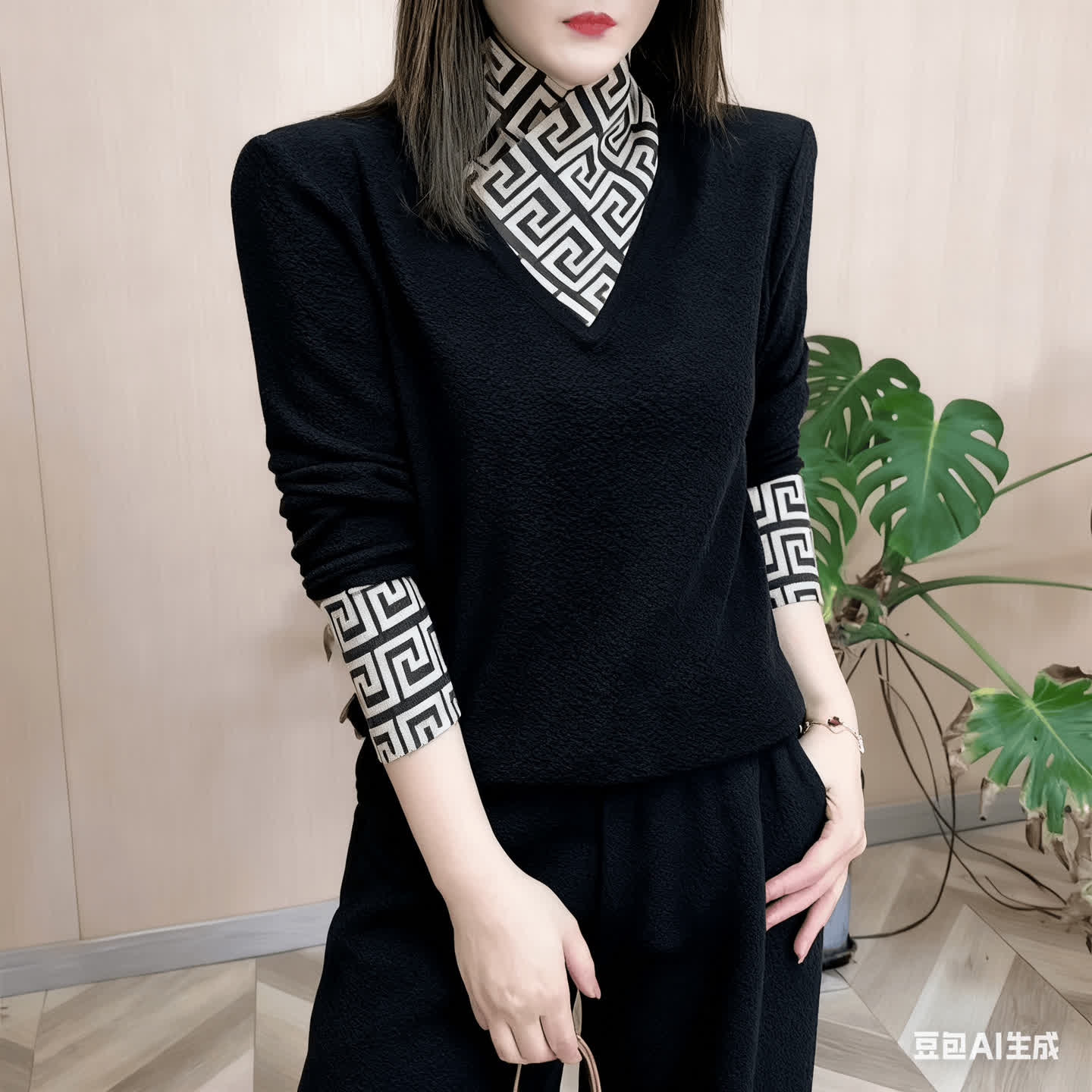 【衣雅严选】8064-2568#新款修身显瘦双面加厚优雅时尚打底衫上衣