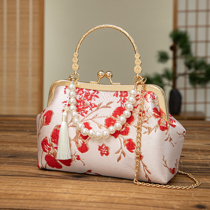 【凹大花】新中式手提女搭配旗袍复古中国风花朵古风汉服口金包D011