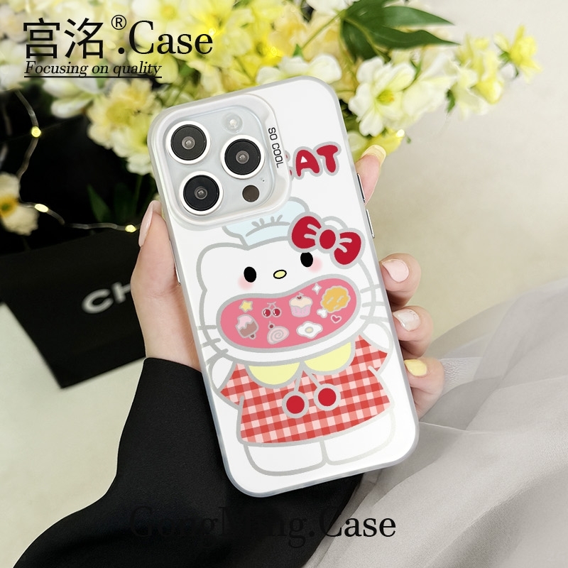 格子衣KT大口彩银壳适用于iPhoneiPhone苹果16手机壳华为oppo小米