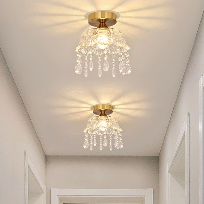 过道灯走廊灯led现代简约奶油法式轻奢水晶灯入户玄关阳台吸顶灯