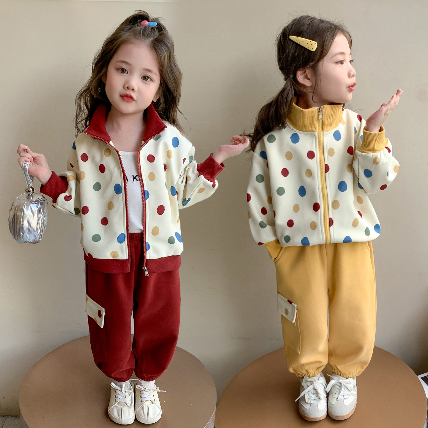 女童秋装卫衣2025新款洋气外套时髦儿童春秋季运动裤宝宝两件套装