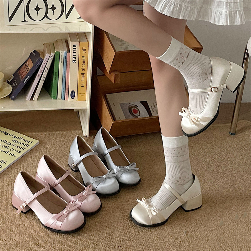 ITIM法式复古粗跟玛丽珍单鞋女2025新款蝴蝶结配裙子甜美晚晚鞋子