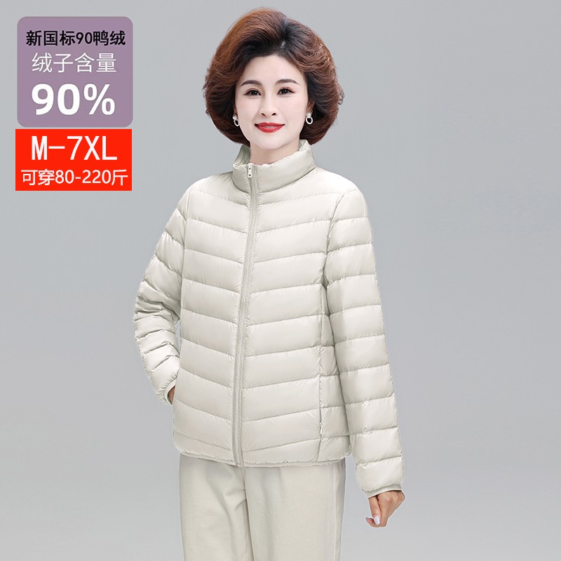 妈妈轻薄排骨羽绒服秋冬新款大码加肥中老年女洋气保暖短款外套