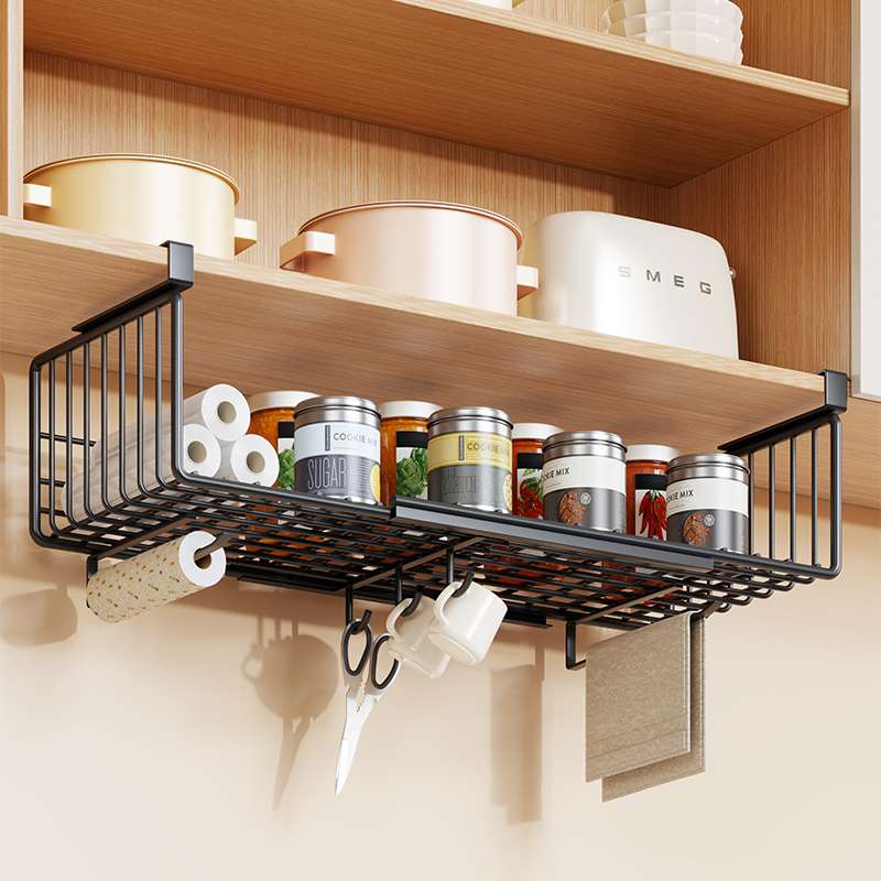 新疆西藏包邮橱柜下挂架厨房置物架吊柜内分层伸缩挂篮悬挂拉篮柜