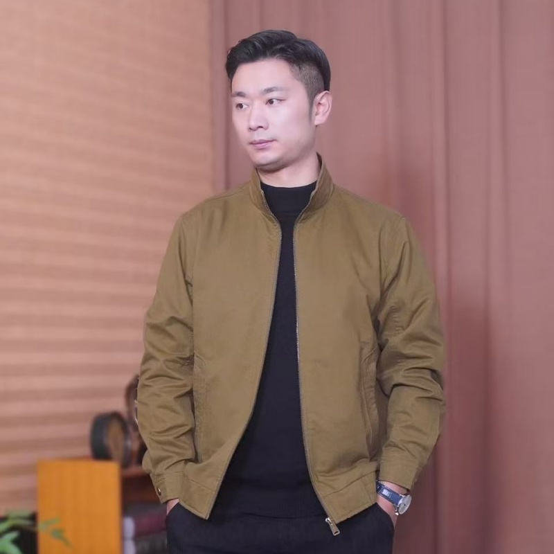 秋季重磅立领夹克简约双口袋设计100%纯棉舒适透气百搭休闲男外套