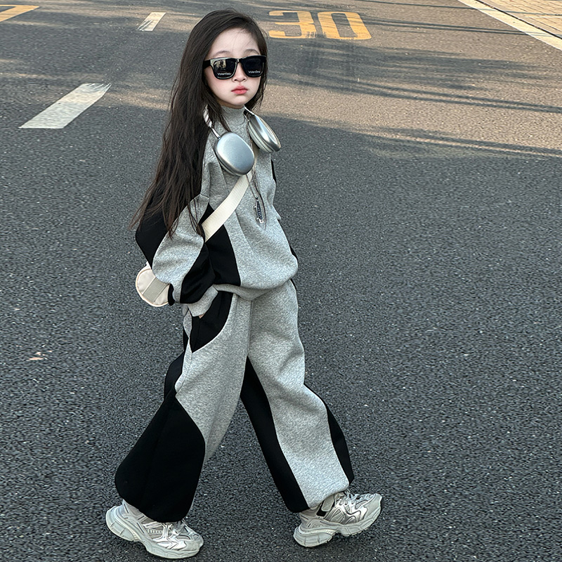 女童春秋卫衣卫裤套装2025新款儿童潮酷穿搭女大童秋装炸街两件套