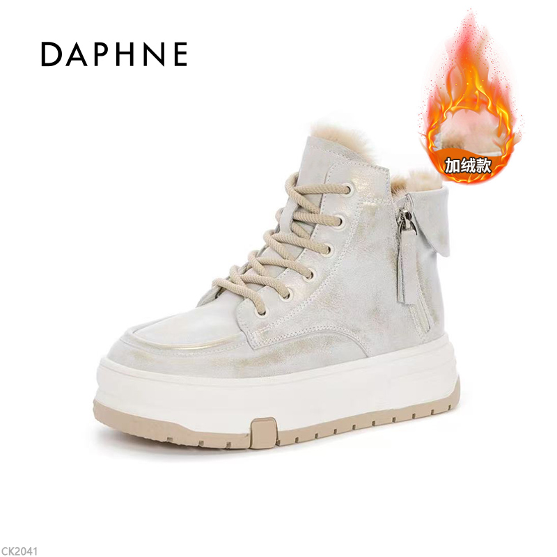 达芙妮2025冬季增高雪地靴厚底加绒小个子时尚舒适百搭休闲款女M