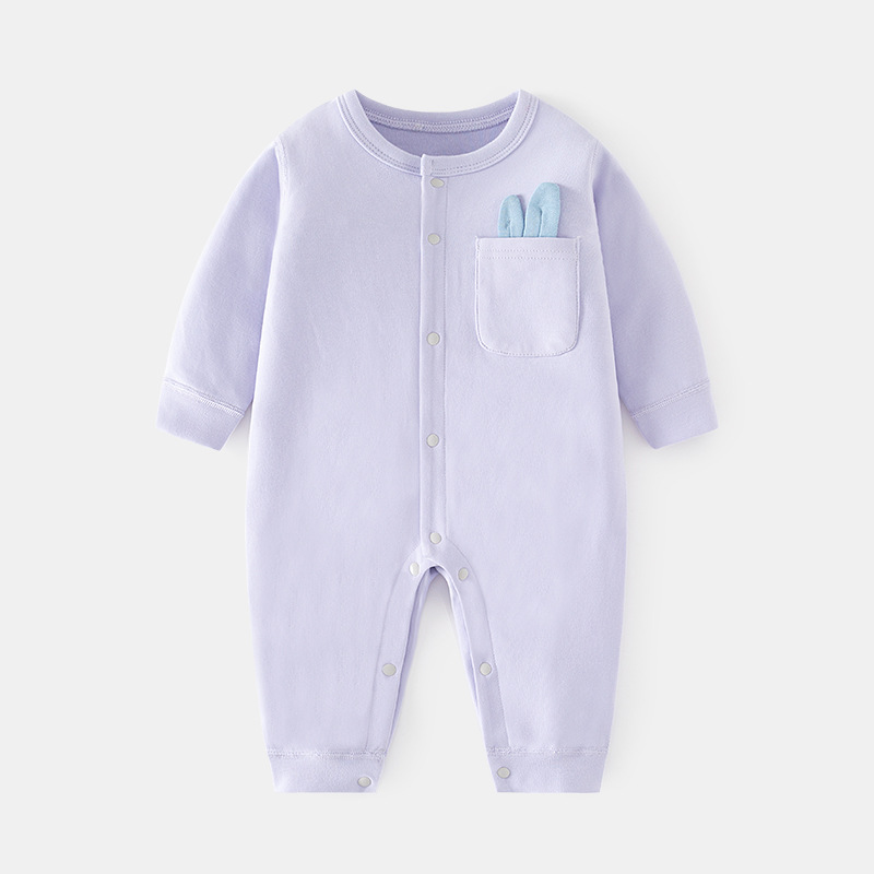 【四季连体】婴幼儿春秋款舒绒长袖睡衣初生宝宝衣服新生儿内穿哈衣