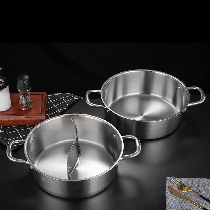 【新人补贴】304不锈钢汤锅火锅 小奶锅火锅店家用电磁炉鸳鸯锅双耳