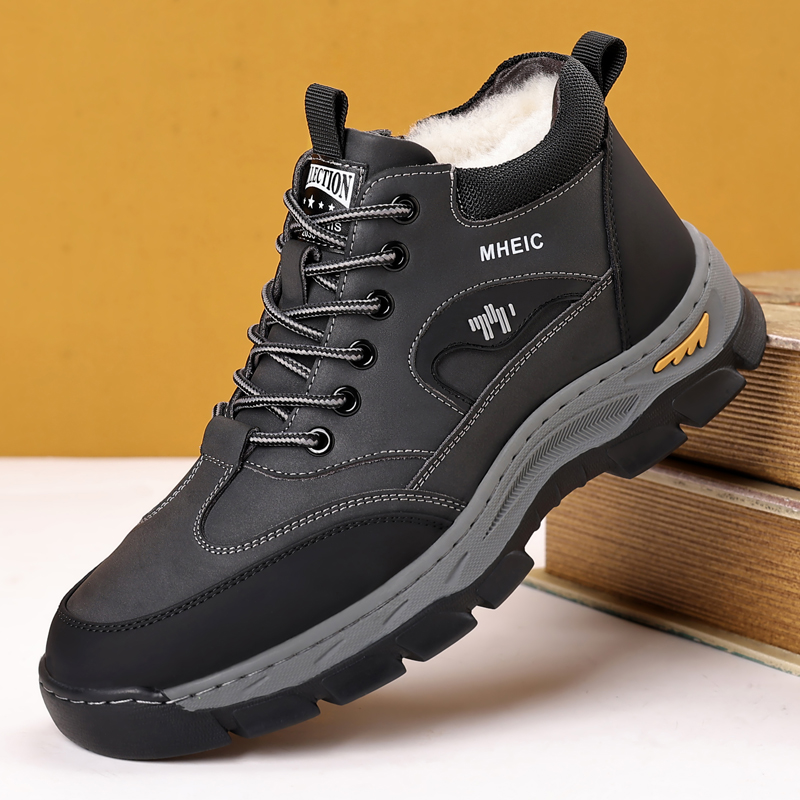【抗寒保暖】男鞋冬季加绒保暖高帮运动鞋户外厚底防滑皮面高帮棉靴