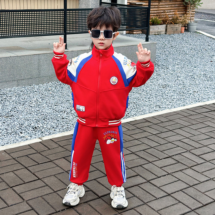衣服套装男童套装中大童BOY男套装2件春秋立领运动春秋季奥特曼