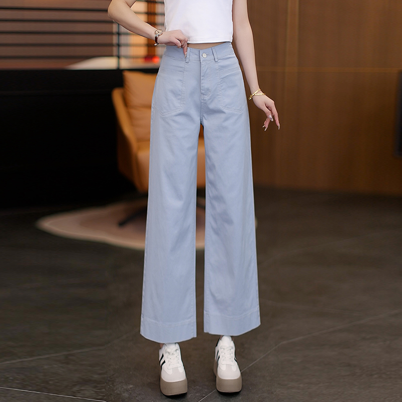 时尚垂感九分阔腿裤女薄款2025新款高腰宽松显瘦外穿百搭直筒裤子