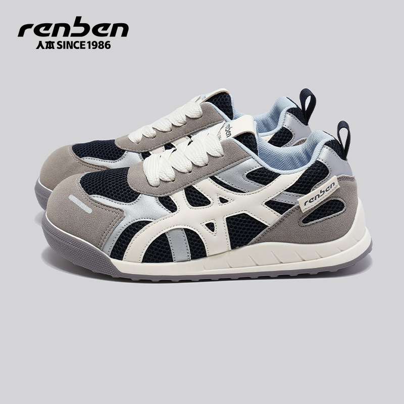 人本大头鞋女2025秋季新款休闲鞋时尚百搭女鞋软底琥珀琉光风网面