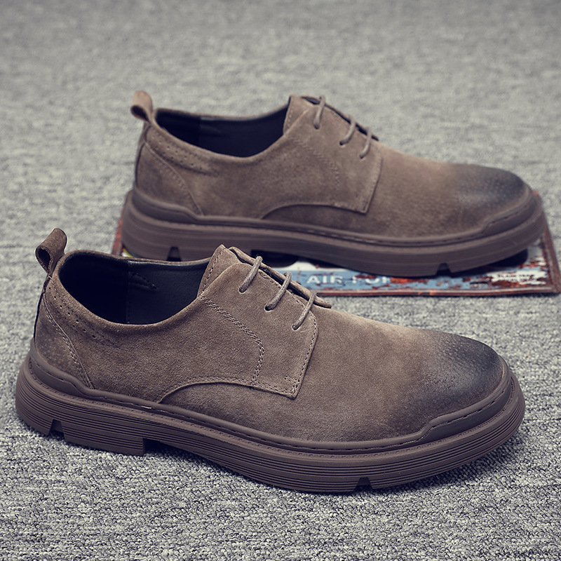 FAVMARTHA低帮马丁靴男大头软底反绒皮鞋春季单鞋翻毛皮英伦