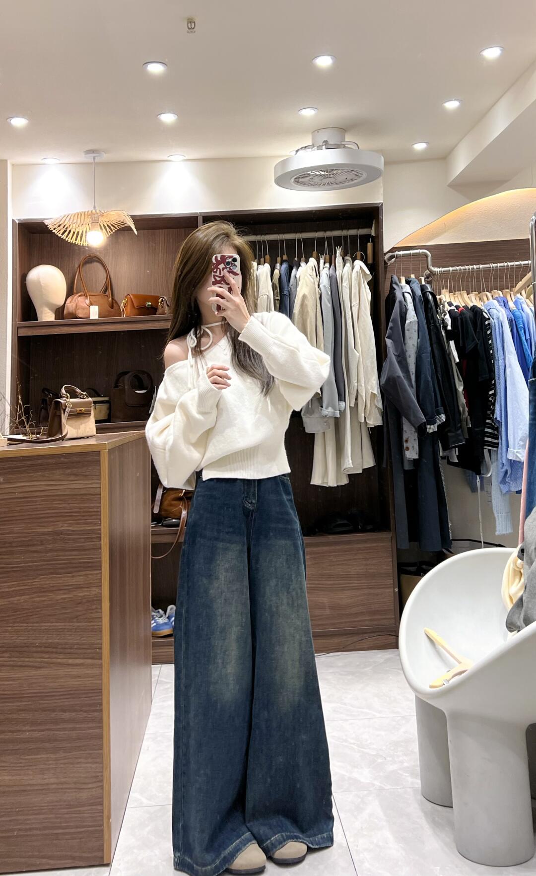 【光遇】法式慵懒风休闲时尚套装露肩针织上衣高腰牛仔裤两件套装