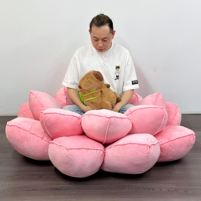 莲花宝座毛绒莲莲坐垫搞怪屁垫玩偶飘窗懒人打坐墩蒲团沙雕礼物
