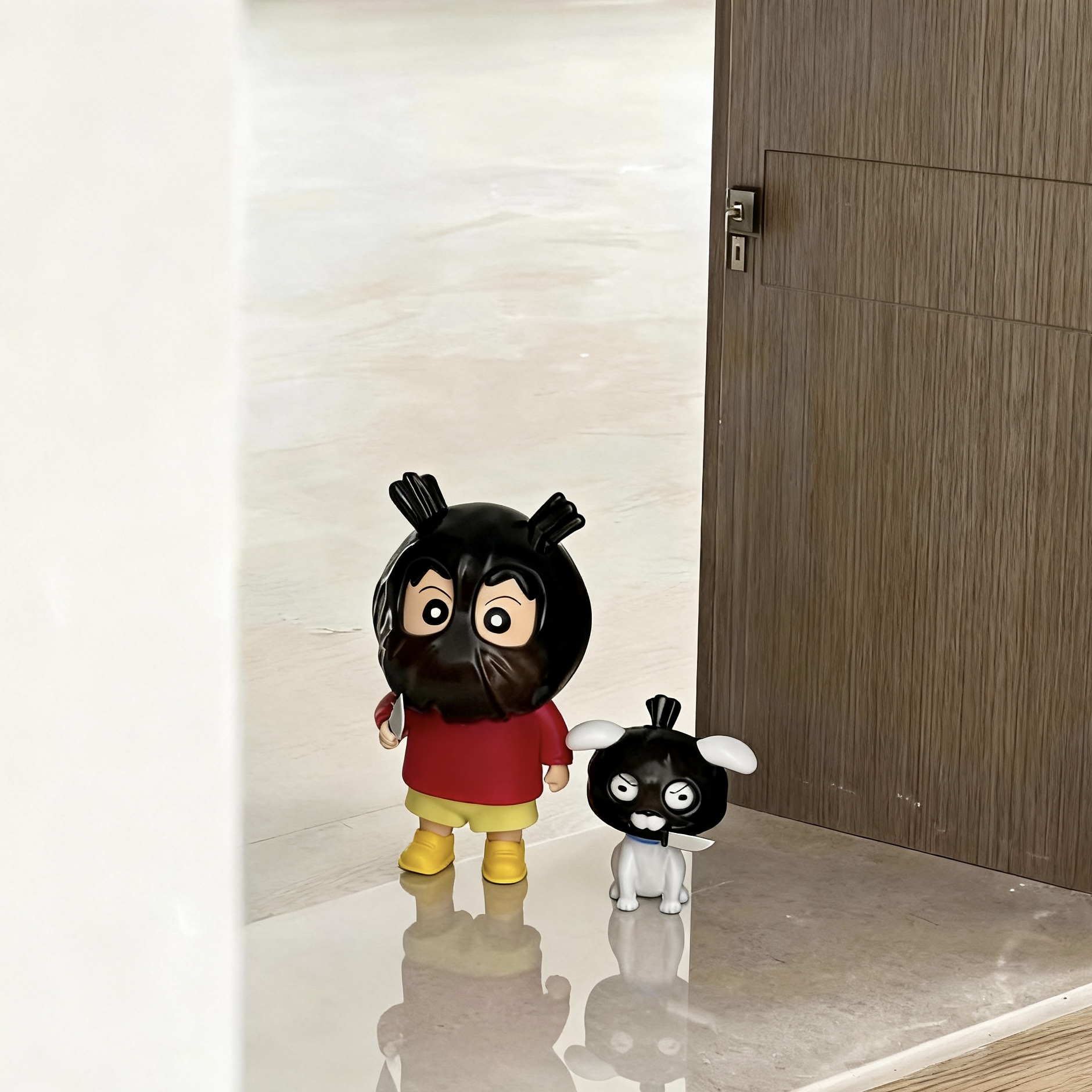 打劫蜡笔小新手办小白公仔可爱搞怪车载桌面摆件玩偶玩具生日礼物