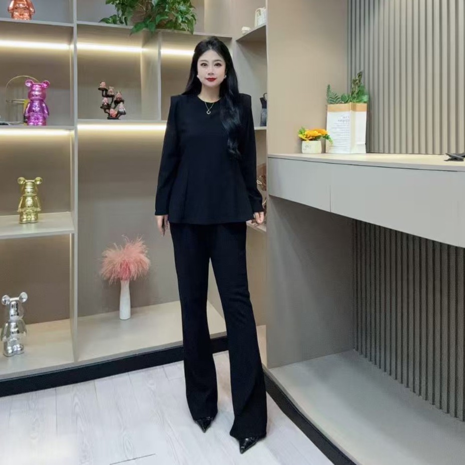 冬季加绒套装-娃 9396时尚潮流收腰设计百搭款胖MM大码女装新款