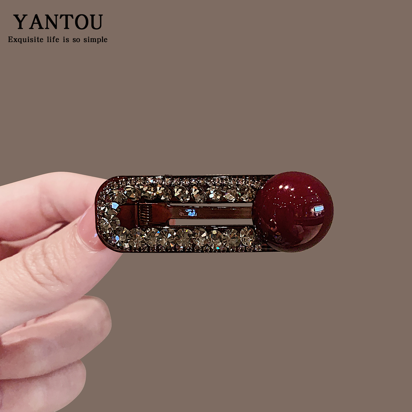 闪耀水钻圆珠发夹女新款高级感刘海侧边夹精致发卡百搭碎发鸭嘴夹