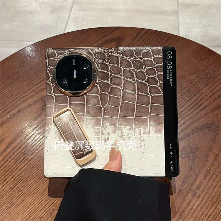适用华为matex6/x5折叠屏典藏版手机壳竹节纹支架全包翻盖皮套女