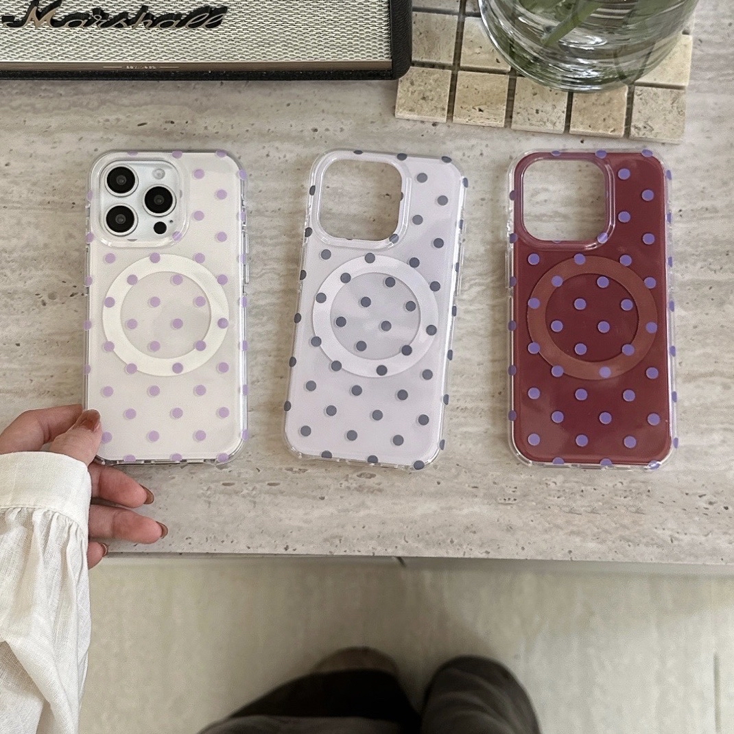 磁吸半包双层-秋冬三色波点适用苹果16pro/17新款保护防摔手机壳