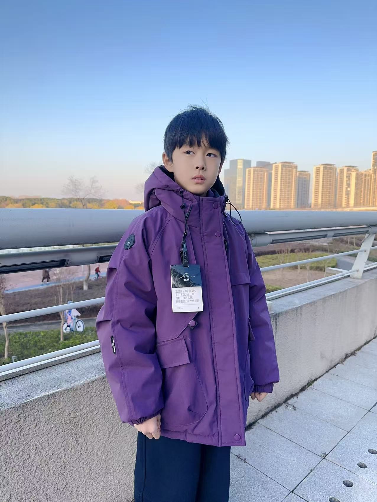 男童外套儿童冬季新款中大童防风防雨加绒加棉加厚冲风衣棉袄外套