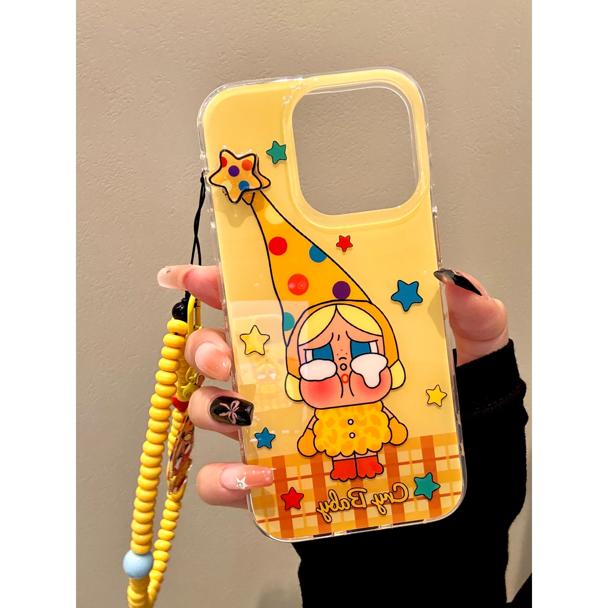 适用苹果iphone16promax星星哭包15pro创意链条14ins13黄色手机壳