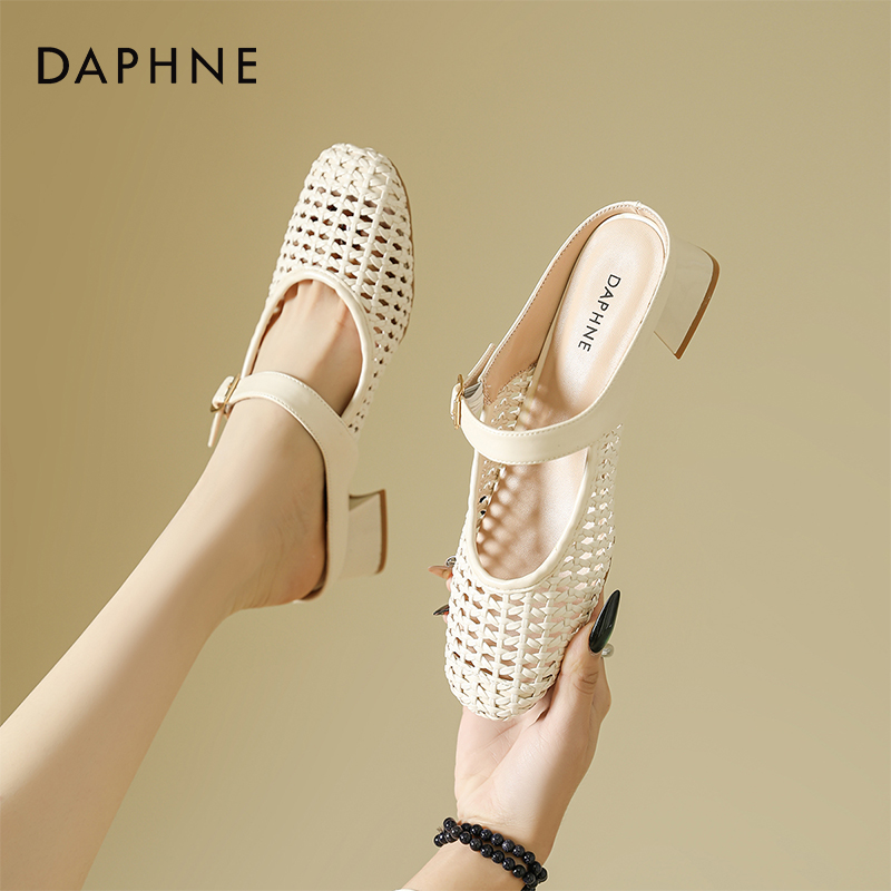 达芙妮包头拖夏季拖鞋女鞋外穿穆勒鞋罗马凉鞋百搭低跟外穿凉拖鞋