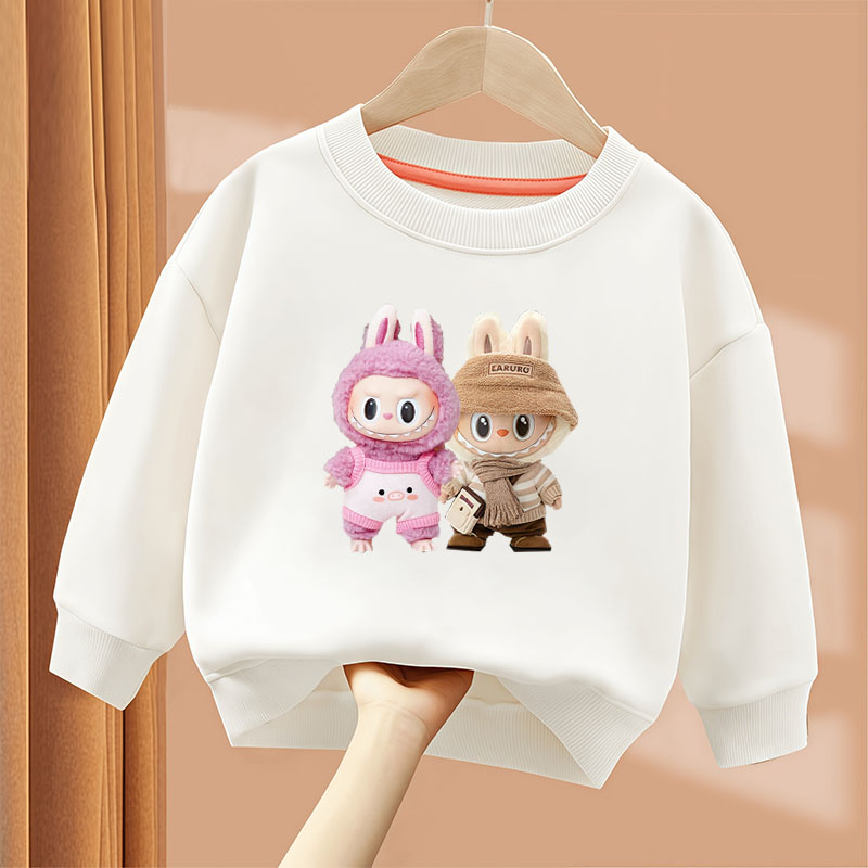 可爱拉布布卡通春秋新款小中男女儿童卫衣圆领休闲长袖套头卫衣男
