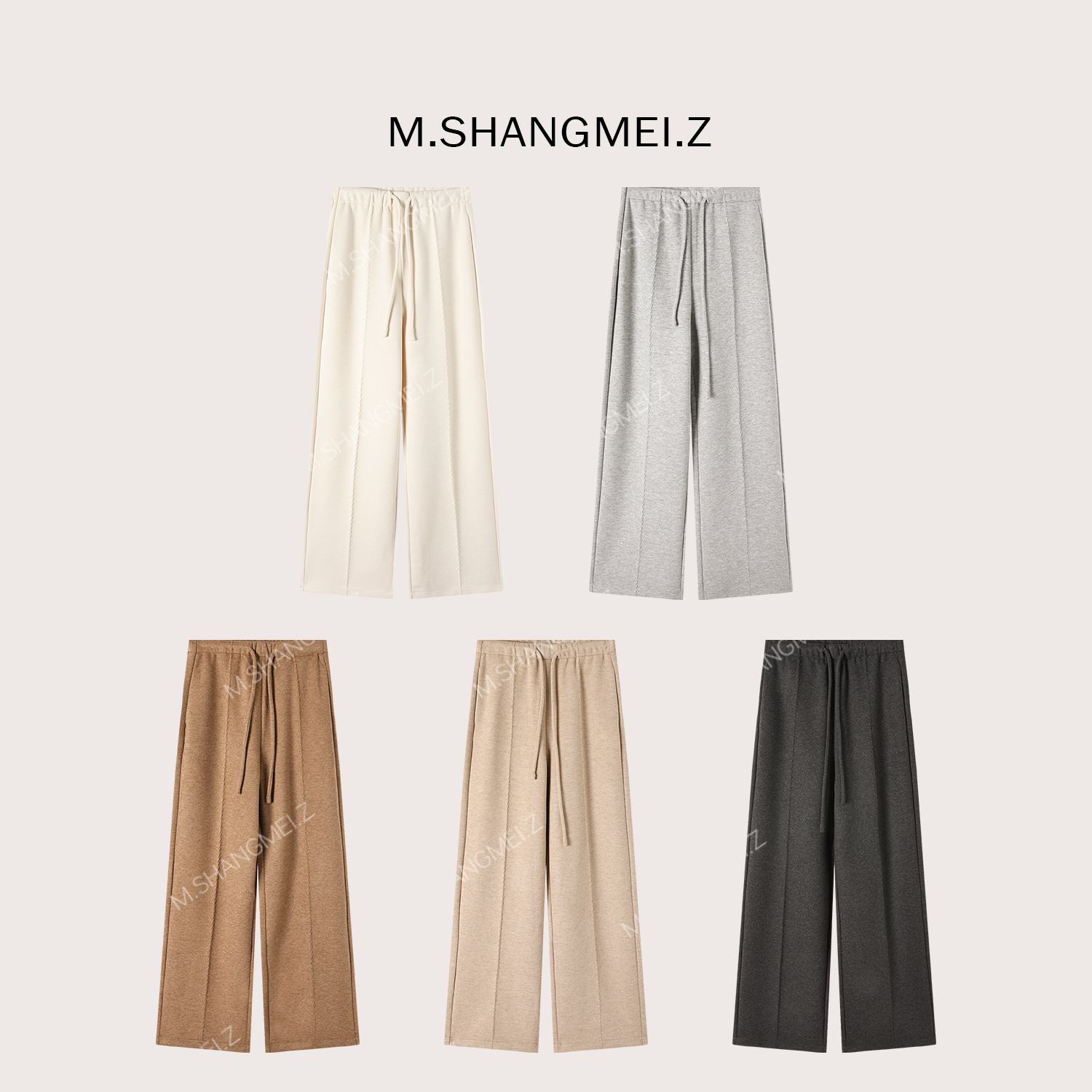 M.SHANGMEI.Z/沐熙【漫步暖阳】美大哥垂感显瘦系绳休闲裤X123443