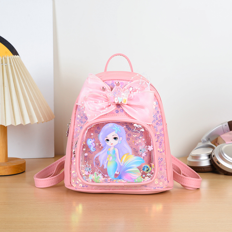 美人鱼公主背包迷你书包卡通可爱亮片包包女童双肩包斜挎包便携包